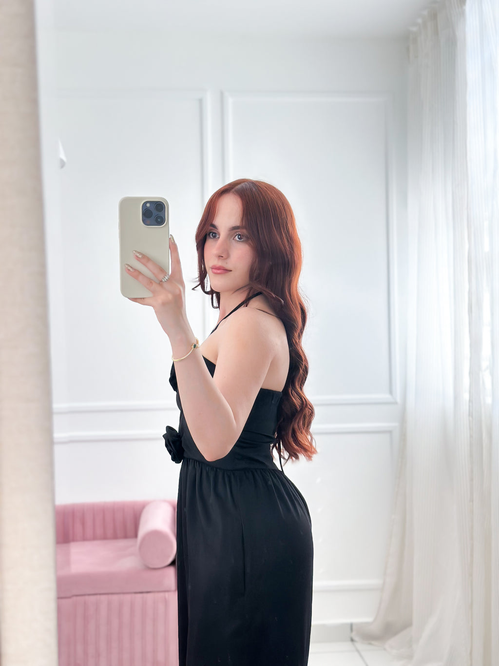 Evening Rose Satin Jumpsuit