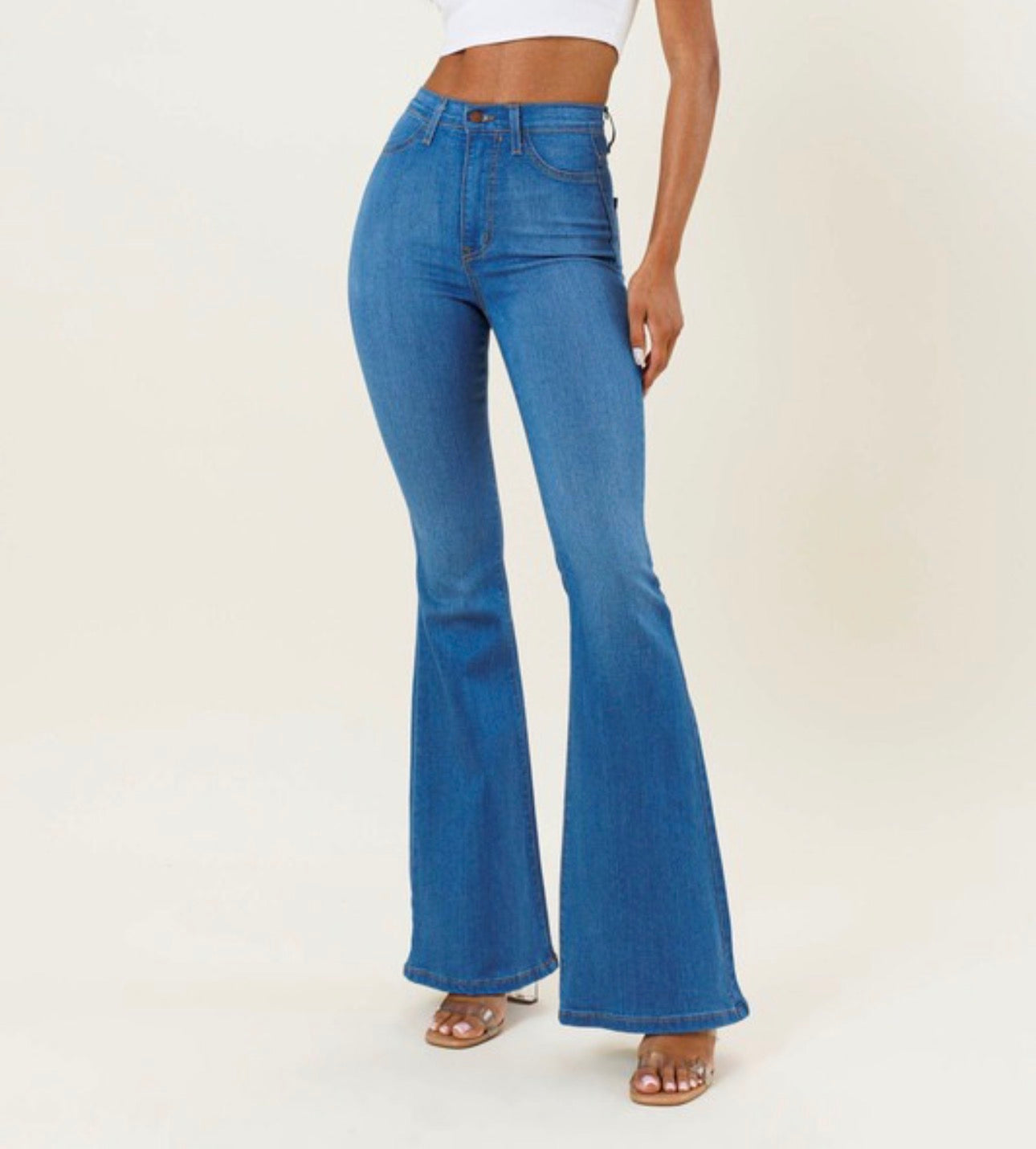 High Waisted Slim Flare Jeans