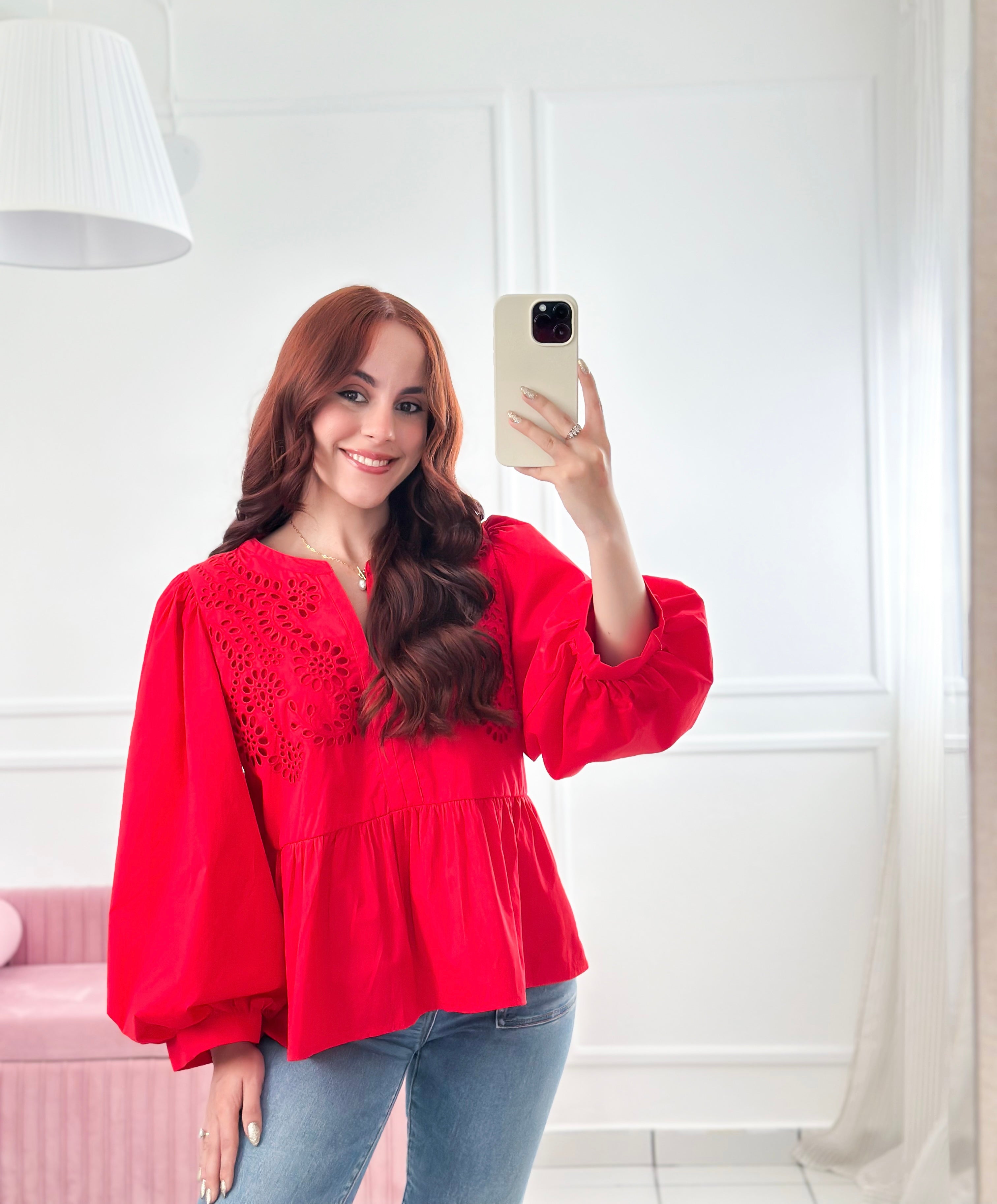 Scarlet Eyelet Blouse