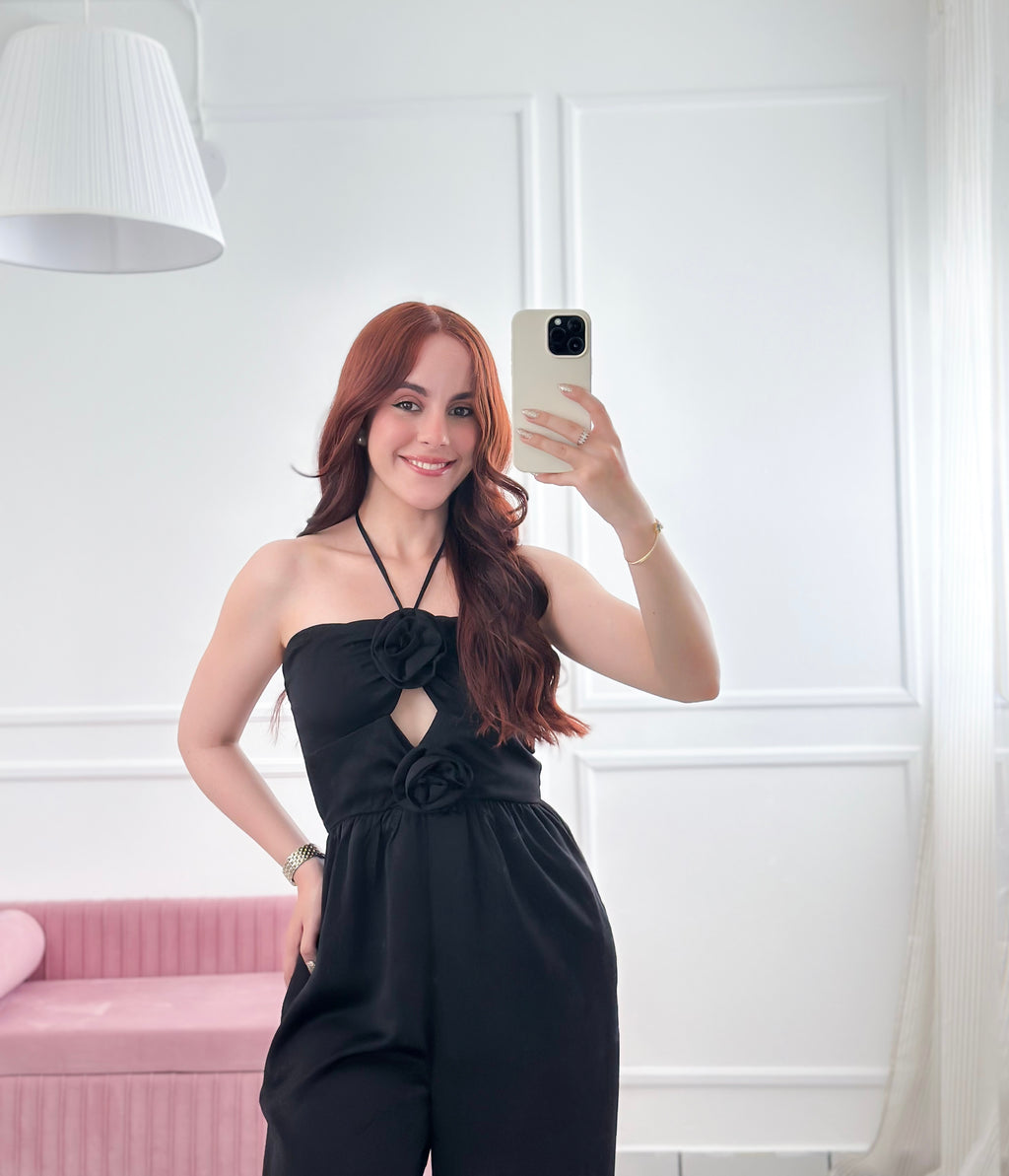 Evening Rose Satin Jumpsuit