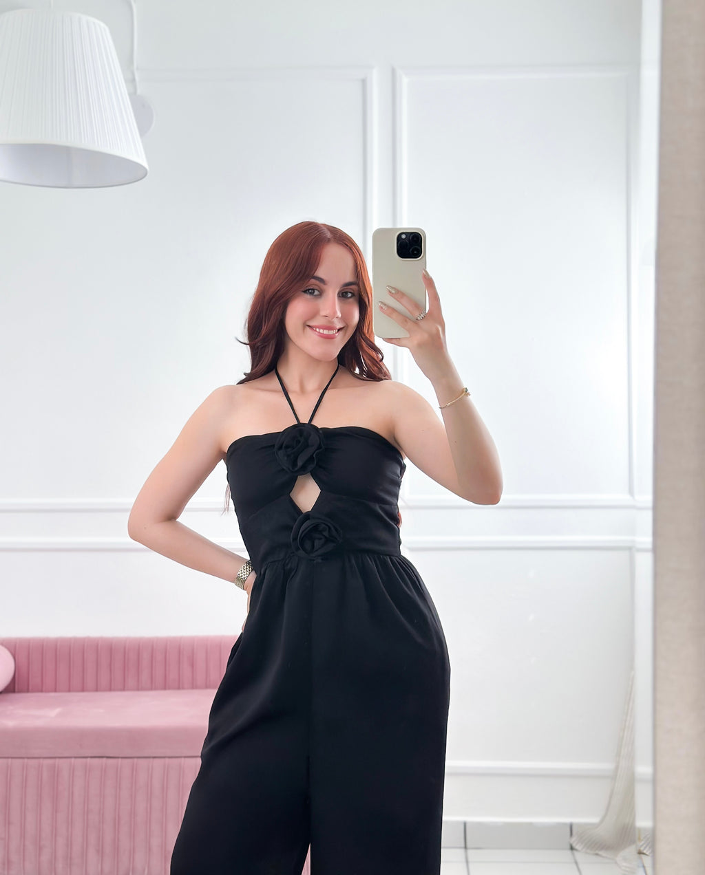 Evening Rose Satin Jumpsuit