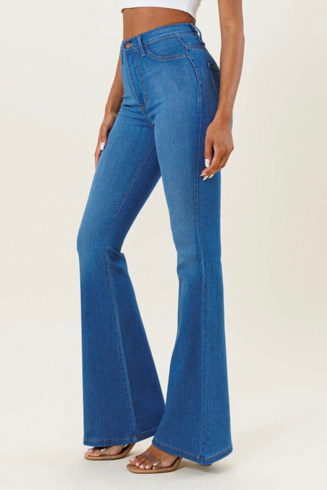 High Waisted Slim Flare Jeans