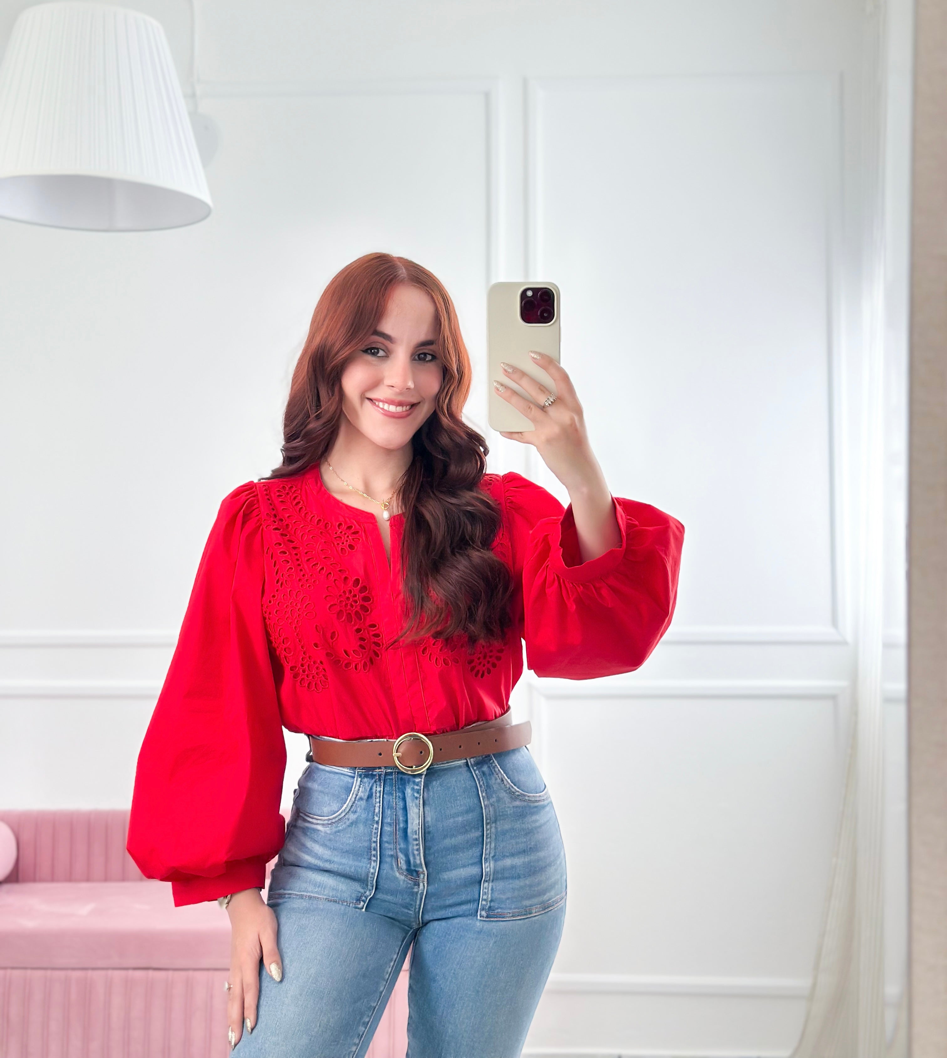 Scarlet Eyelet Blouse