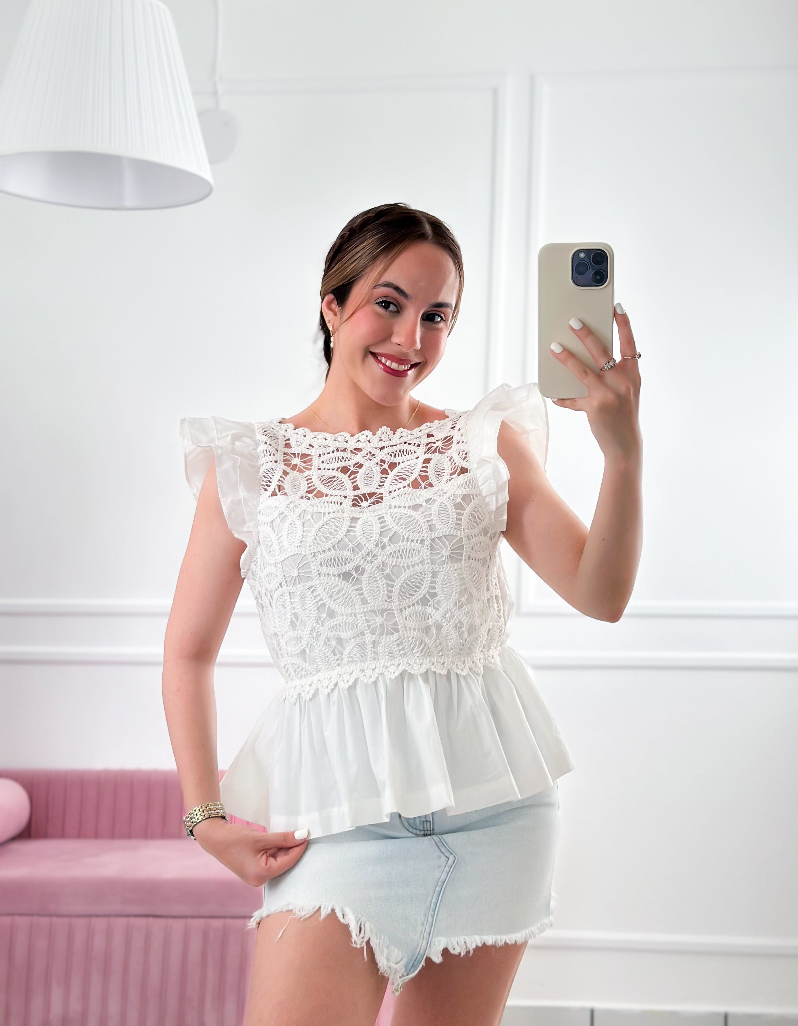 White Flora Crochet Top