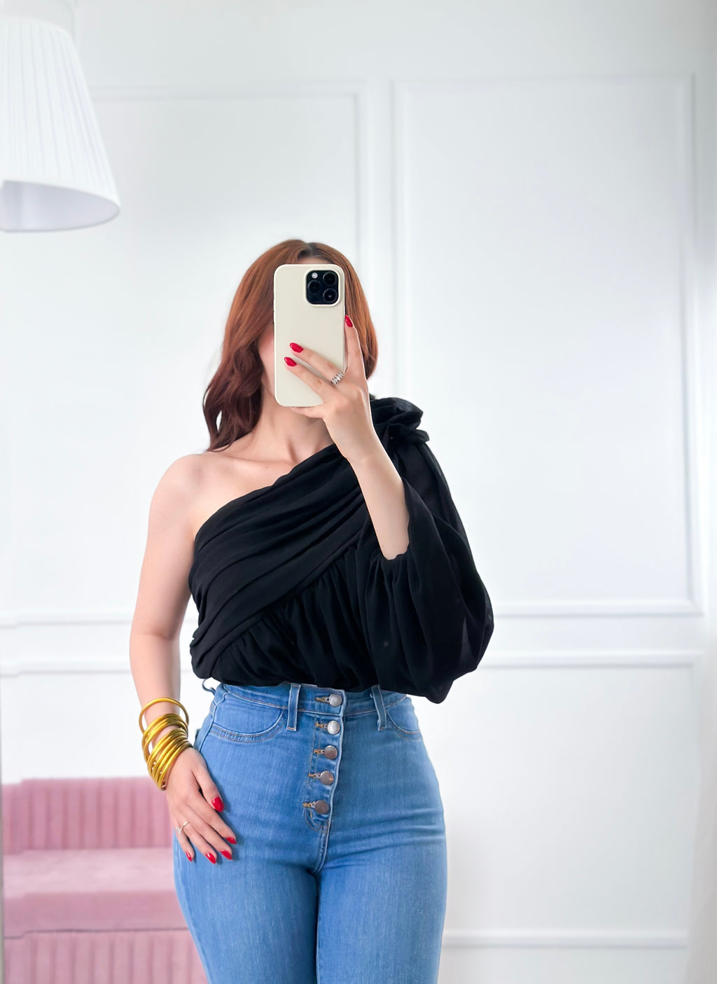 Moonlit Rose One-Shoulder Top