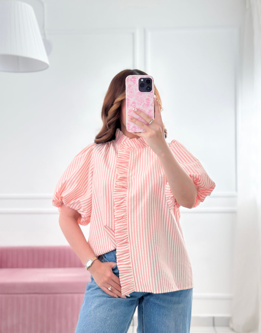 Blush Ribbon Stripe Blouse